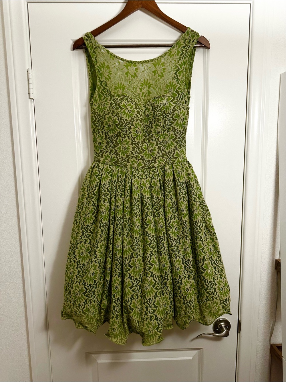 Chi Chi London Olive Green Floral Lace Tulle Midi Dress Fairycore Cottagecore